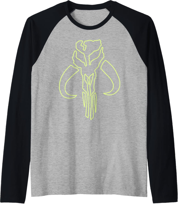 Star Wars Mandalorian Green Outline Mythosaur Skull Raglan