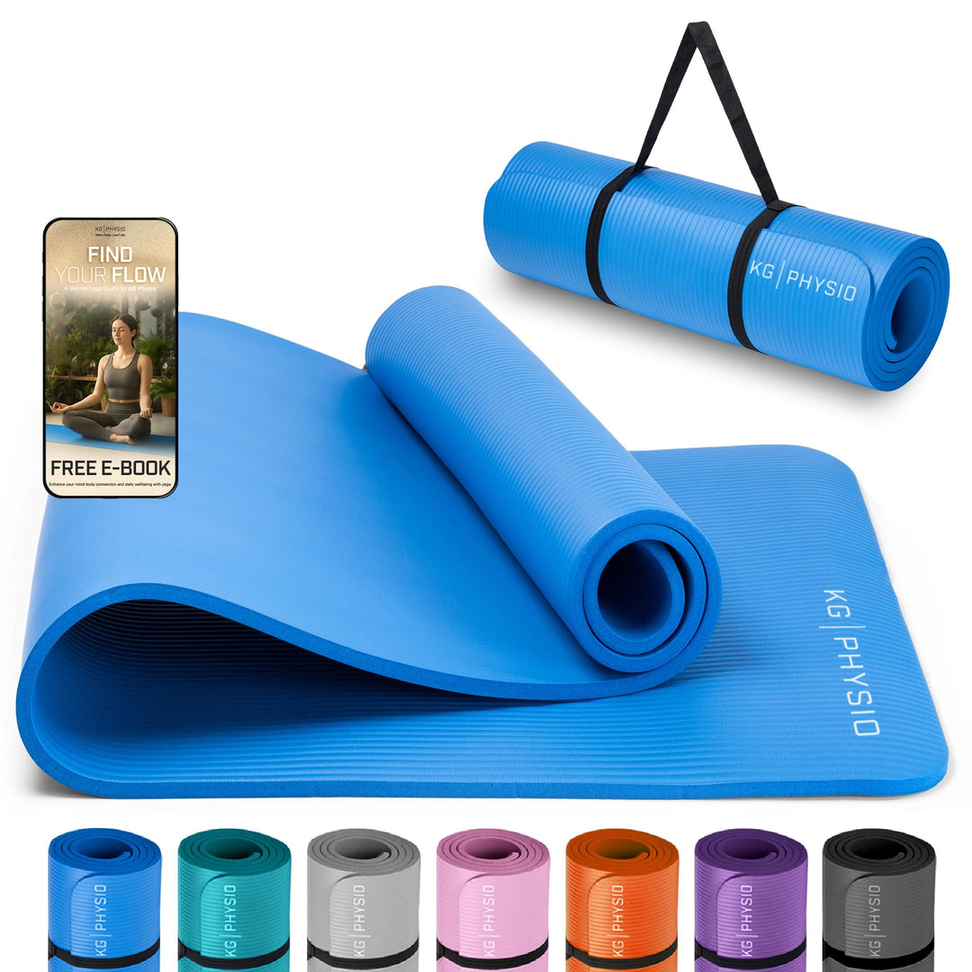 KG Physio Yogamatte Rutschfest und Gepolstert - Yoga Matte mit Tragegurt, Fitnessmatte, Turnmatte, S