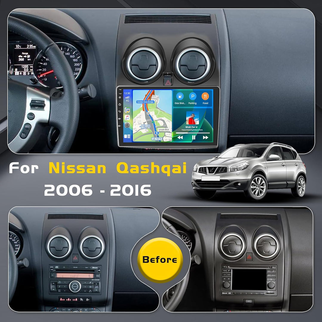 Inefala Upgrade 4G+64G Autoradio Android 15 für Nissan Qashqai 2006 2007 2008 2009 2010 2011-2016, 9