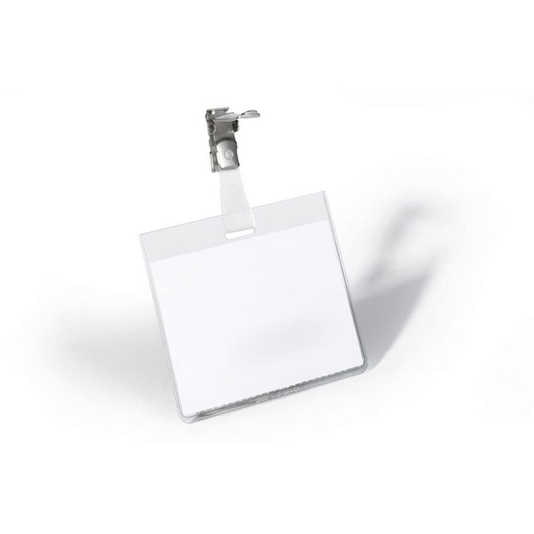 Durable Namensschild (mit Clip, 60 x 90 mm, Kunststoff) Packung à 25 Stück, transparent, 800319 60 x