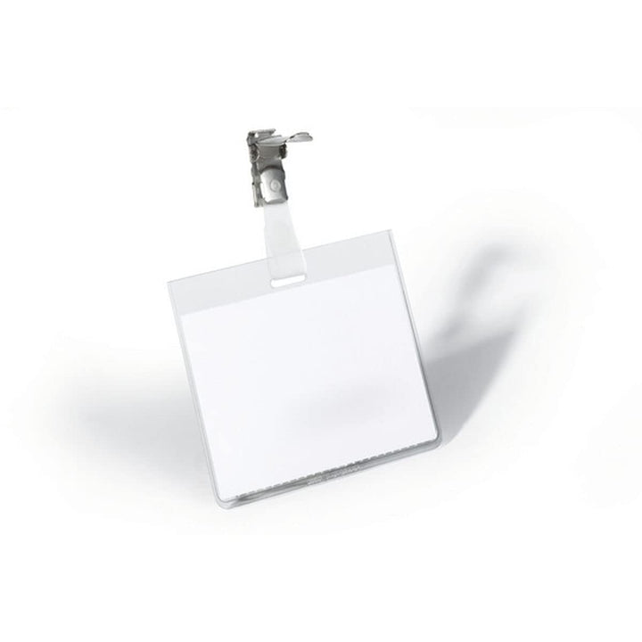 Durable Namensschild (mit Clip, 60 x 90 mm, Kunststoff) Packung à 25 Stück, transparent, 800319 60 x