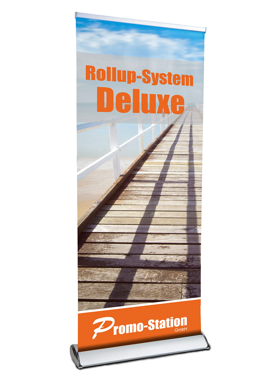 Roll Up Deluxe 100x200cm | Rollup Display ohne Banner, ohne Druck | einseitiges Alu Roll-Up, Silber