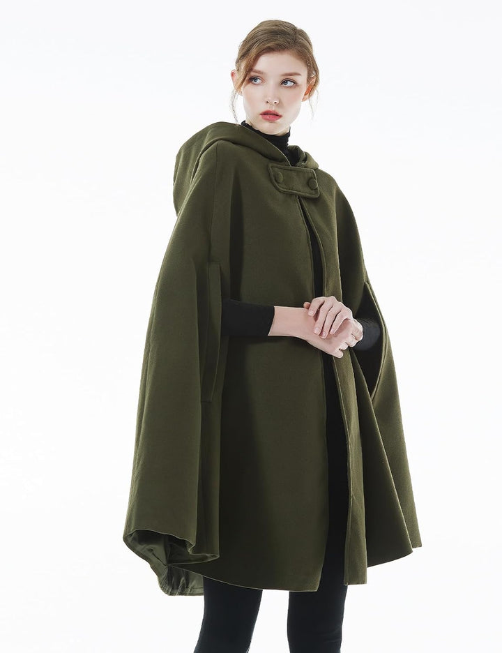 BEAUTELICATE Umhang mit Kapuze Mantel Wollmischung Damen Poncho Cape Lose Trenchcoat Outwear Hochzei
