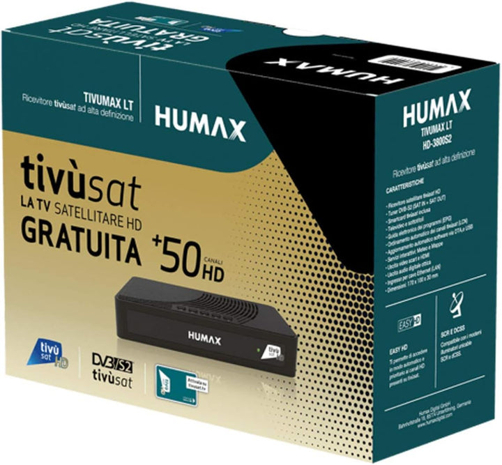 Humax Tivumax LT HD-3800S2 Full HD DVB-S2 Sat Receiver mit aktiver Tivusat HD Karte