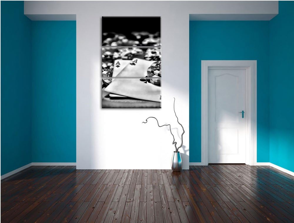 Pixxprint Spielkarten als Leinwandbild | Grösse: 3 Teilig (120x80) | Wandbild| Kunstdruck | fertig b