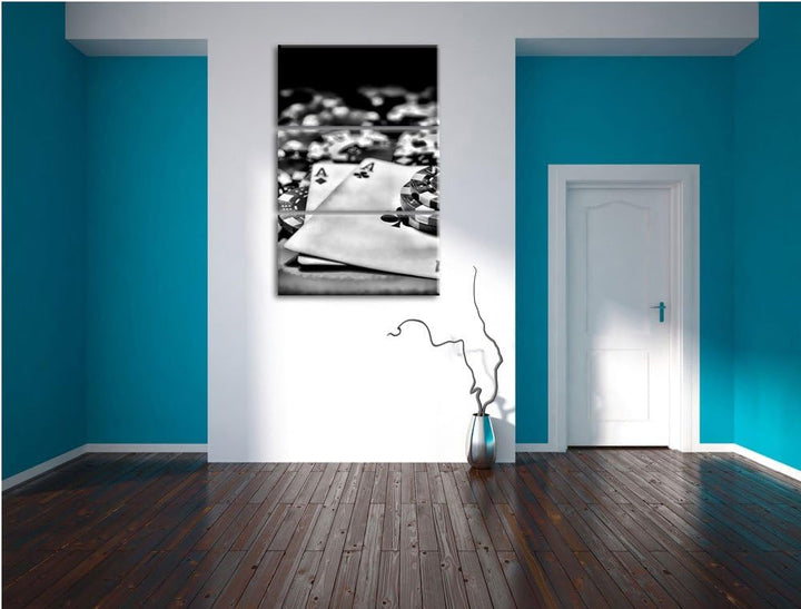 Pixxprint Spielkarten als Leinwandbild | Grösse: 3 Teilig (120x80) | Wandbild| Kunstdruck | fertig b