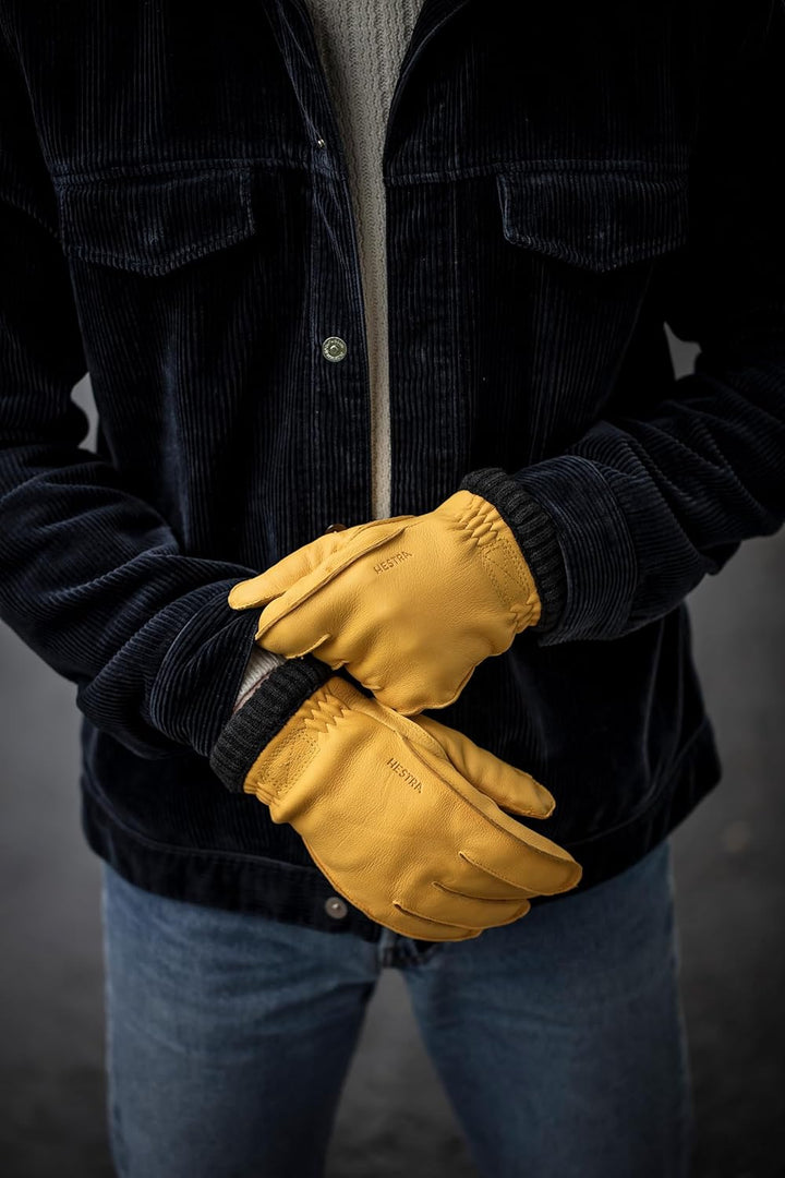 Hestra Deerskin Primaloft Rib Glove, Insulated Leather Glove for Work &amp; Everyday Use Beige 8, Beige