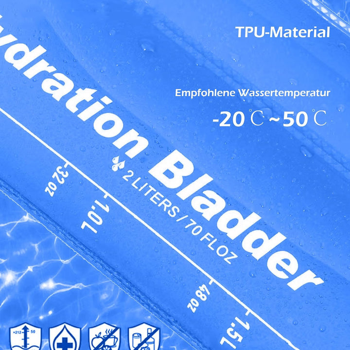 TRIWONDER 2L Trinkblase, Wasserblase, Trinkbeutel, Wasserreservoir Wasserbehälter für Wandern Campin