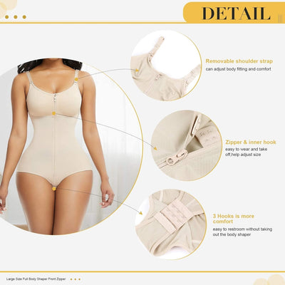 FeelinGirl Damen Shapewear Formender Full Body Shaper Mit Reissverschluss Slimming Mieder Bauchweg U