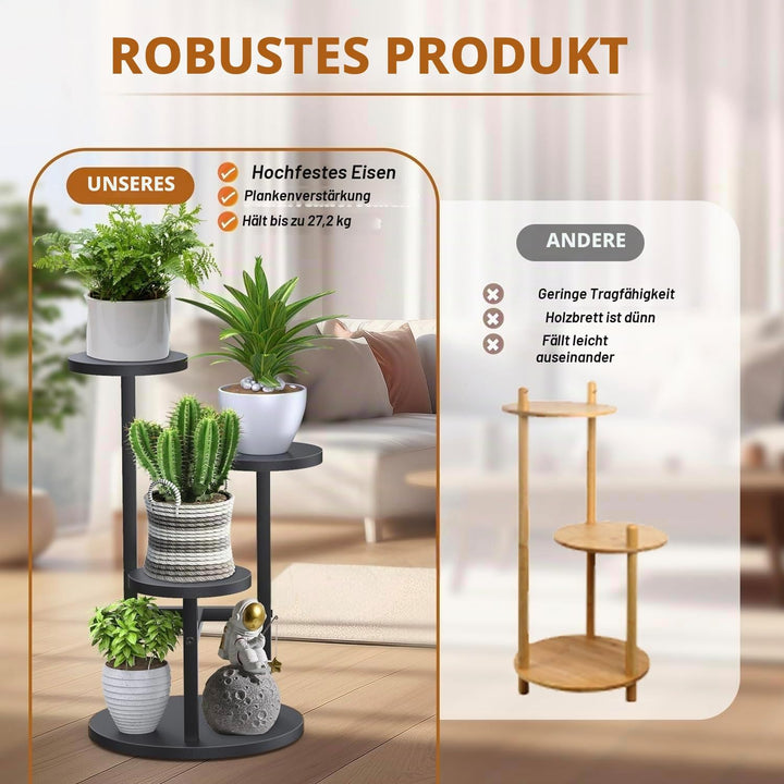 Pflanzenständer, 3 Etagen Blumenständer Innen, Blumenhocker Ecke, Blumentopfständer Metall, Pflanzen