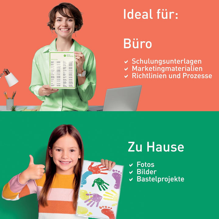 Leitz Selbstklebende Heisslaminierfolien A4 80 mic, für Schilder und Wegweiser, Hochwertige Laminier