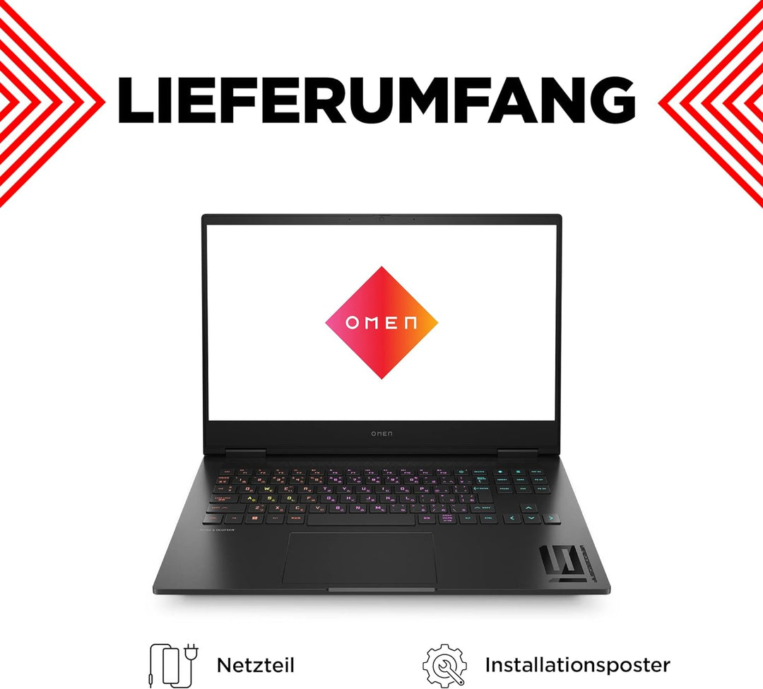 OMEN Gaming Laptop, 16,1" QHD 240Hz Display, AMD Ryzen 9 7940HS, 32 GB DDR5 RAM, 2 TB SSD, NVIDIA Ge