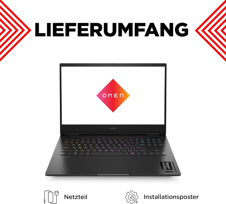 OMEN Gaming Laptop, 16,1" QHD 240Hz Display, AMD Ryzen 9 7940HS, 32 GB DDR5 RAM, 2 TB SSD, NVIDIA Ge