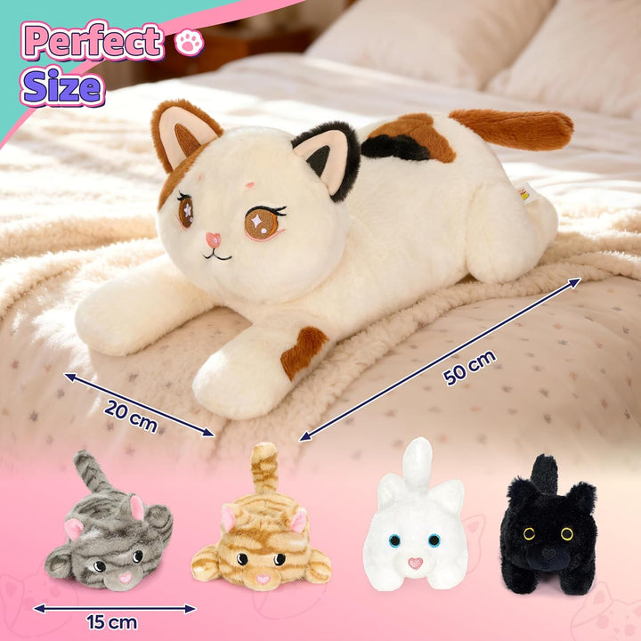 shownicer Plüschtier Katzen Kuscheltier Set 5 Stück Stofftier Kawaii Katze Plüsch Kissen Spielzeug G