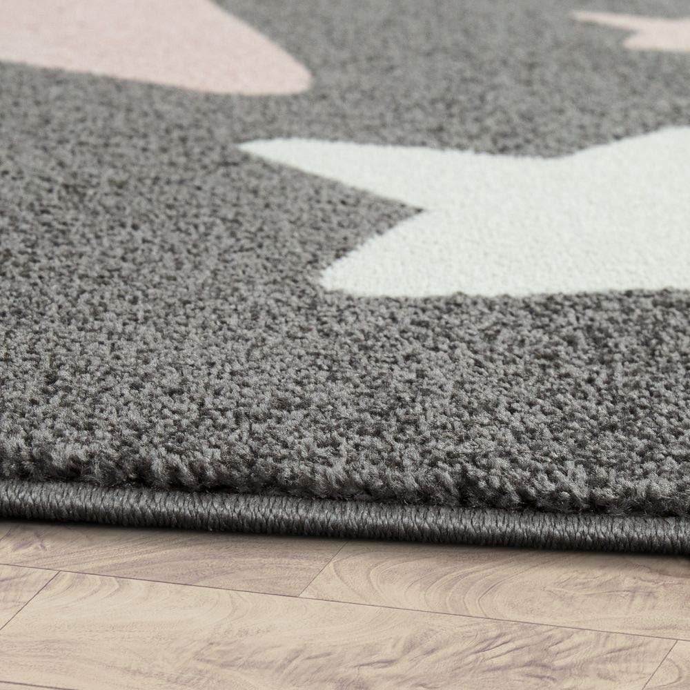 Paco Home Kinderteppich, Moderner Kinderzimmer Teppich in Pastell Farben m.Stern Motiven, Grösse:80x
