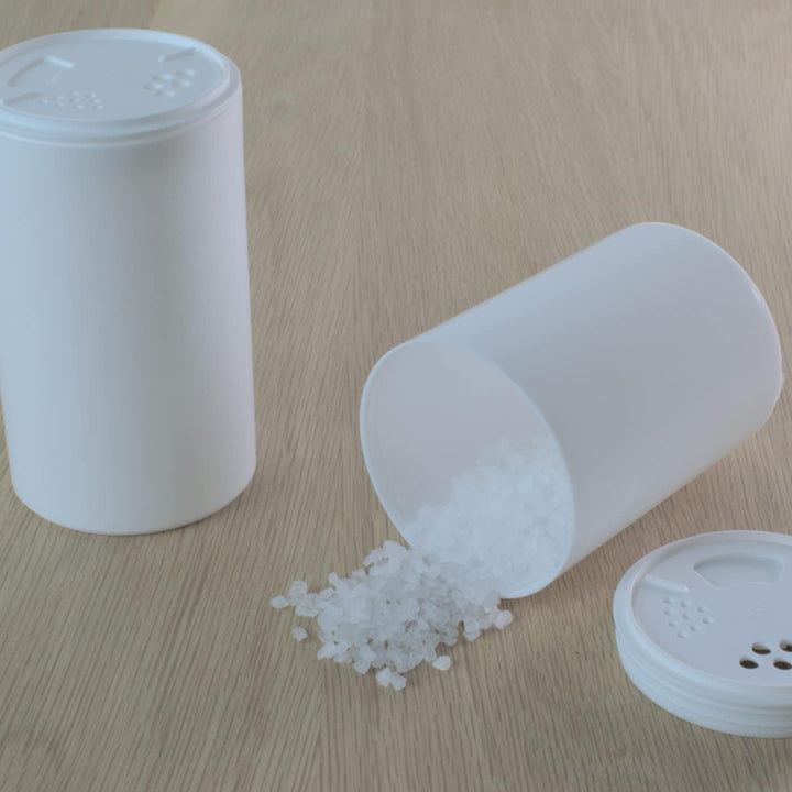 gouveo 24er Set Gewürzstreuer 200 ml weiss mit Streuaufsatz-Deckel - Gewürzdosen aus Kunststoff mit
