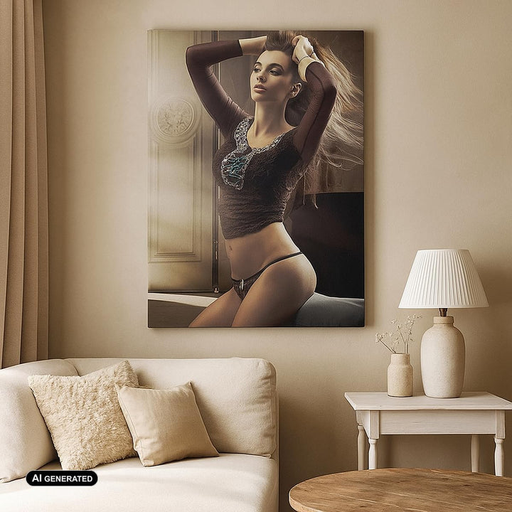 Bilder auf Leinwand 55x100cm Leinwandbild mit Rahmen Schönheit Club Kosmetik Disco Gross Wanddeko Bi
