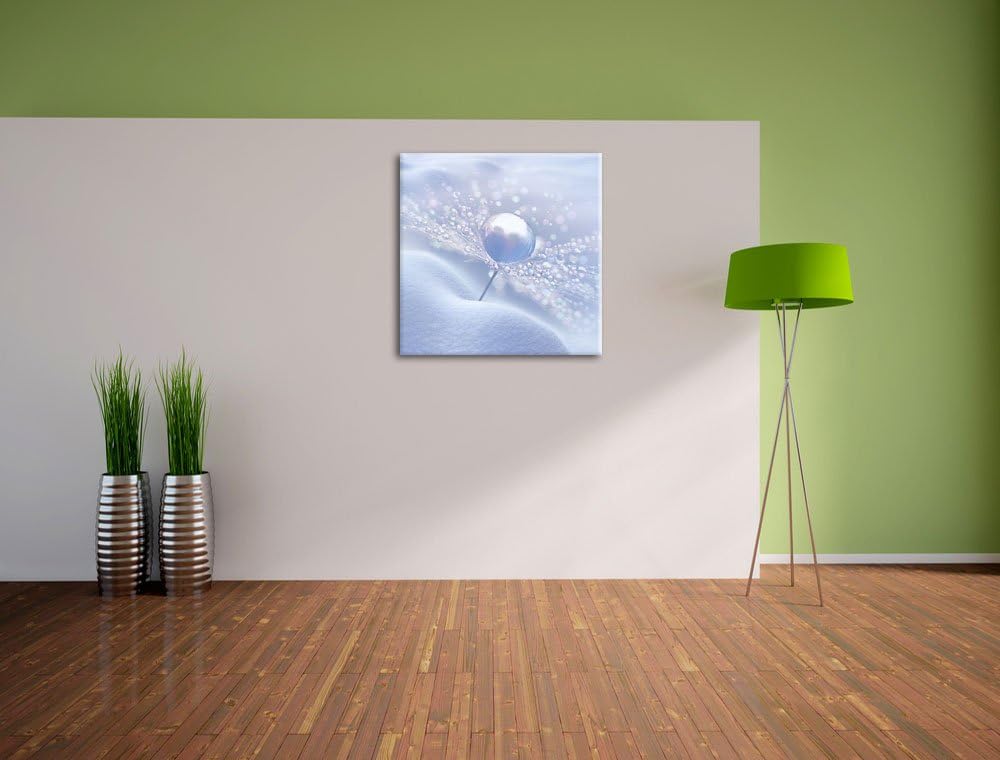 Pixxprint Tautropfen auf Pusteblume als Leinwandbild Quadratisch/Grösse: 70x70 / Wandbild/Kunstdruck