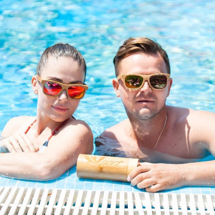 Ynport Bambus-Sonnenbrille für Herren/Damen, klassisches Design, mit Holz beschichtet, Vintage-Stil,