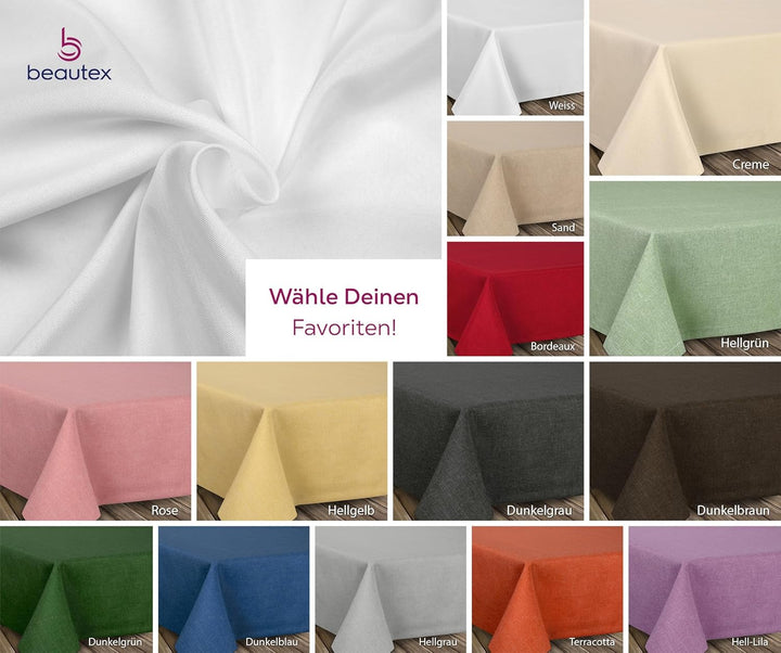 BEAUTEX fleckenabweisende und bügelfreie Tischdecke - Tischtuch mit Lotuseffekt - Tischwäsche in Lei