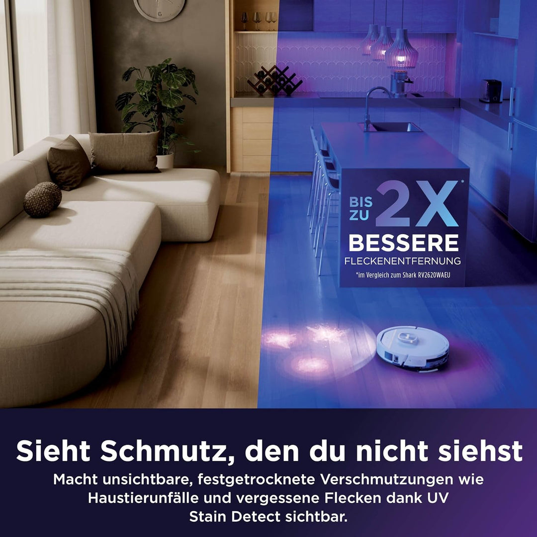 Shark PowerDetect UV Reveal Saug- &amp; Wischroboter, StainDetect, DirtDetect | selbstentleerende Ladest