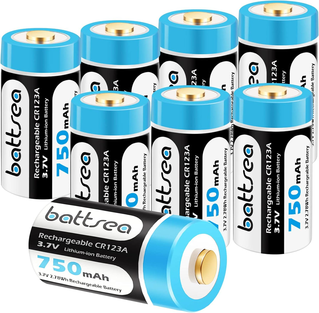 Battsea 123A Rechargeable Lithium Battery 8 Pack 750mAh with Fast Charger for Arlo Camera VMC3030 VM
