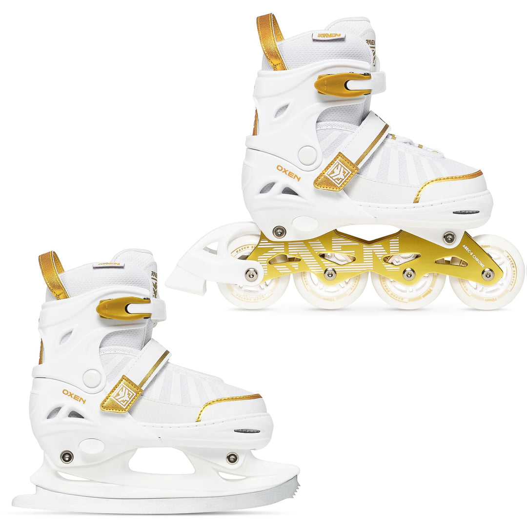 RAVEN Inline Skates Inliner für Kinder und Erwachsene OPTIONAL 2in1 mit Schlittschuhen verstellbar O