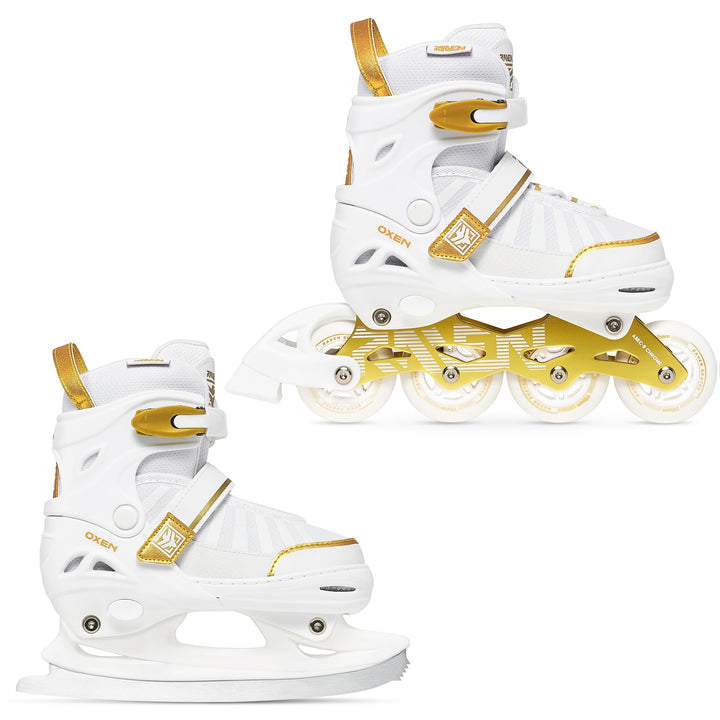 RAVEN Inline Skates Inliner für Kinder und Erwachsene OPTIONAL 2in1 mit Schlittschuhen verstellbar O