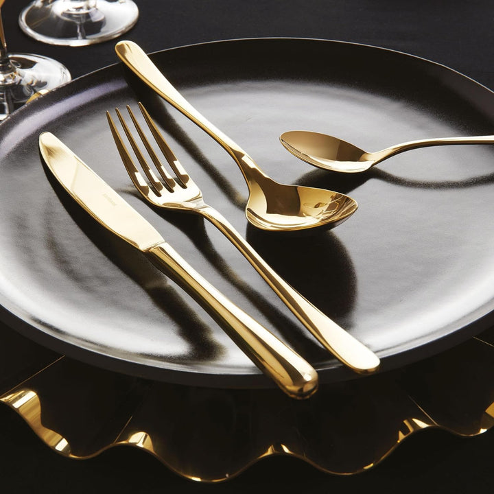 Sambonet, Besteck Set Taste Goldenes Besteck 24-Teilig 6 x Gabel, Messer, Esslöffel, Teelöffel, 6 pe