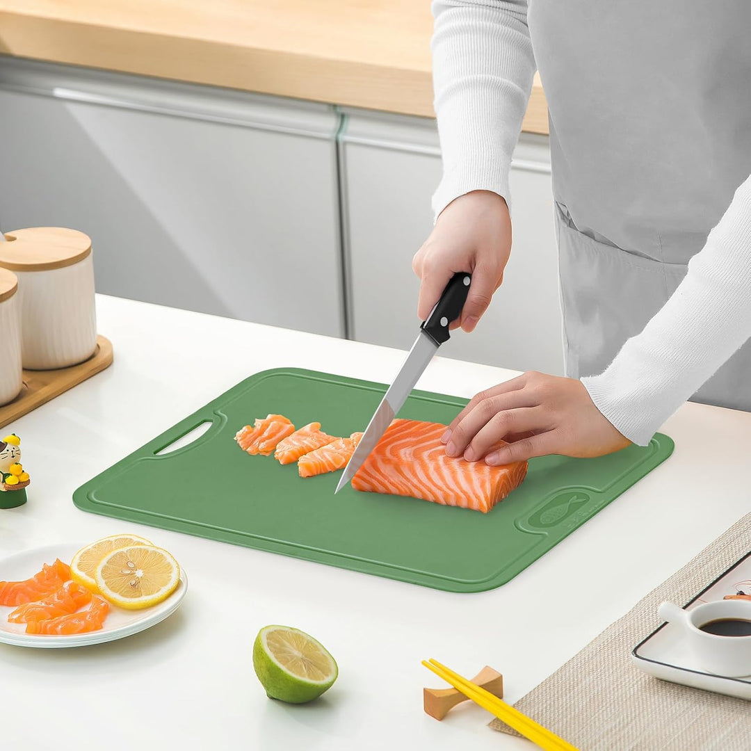 Gintan Flexibles TPU Schneidebrett, BPA-frei, mit Messer- und Saftrille, kratzfeste flexible Schneid