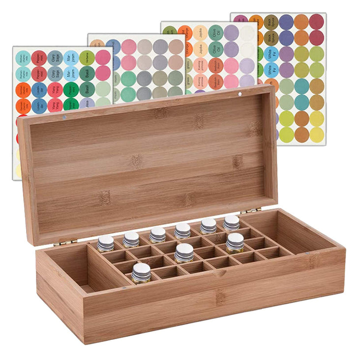 Gracelaza 26 Slots Ätherisches Öl Box aus Bambus - Bietet Platz für 5 10 15 ml ätherisches Öl-Flasch