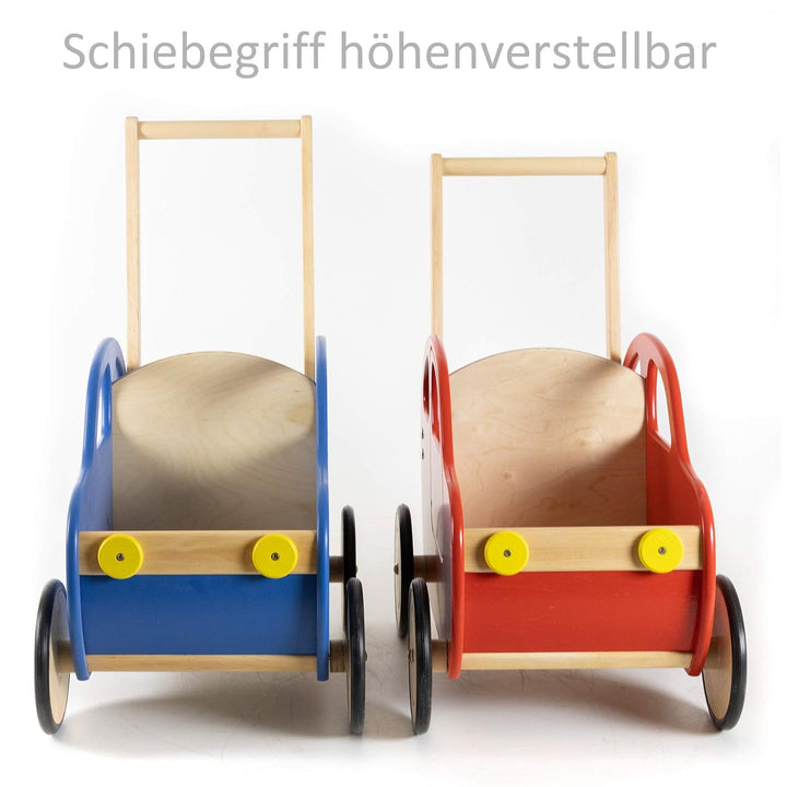 Lauflernwagen Holz Auto Baby Laufwagen Griff höhenverstellbar Farbe Auswahl (Blau), Blau