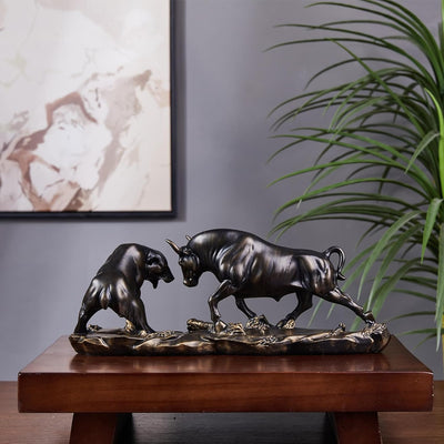 Cutfouwe Bulle und Bär-Börsenfiguren -Harz Wall Street Bull Bear Statue für Schreibtische, Regale od