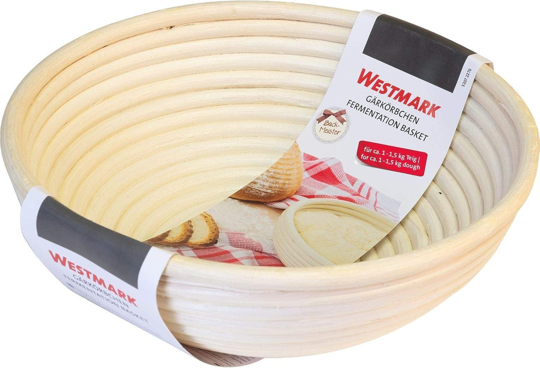 Westmark Gärkörbchen, Für 1000 - 1500g Brotteig, Rund, Durchmesser: 20,5 cm, Peddigrohr, Hellbeige,