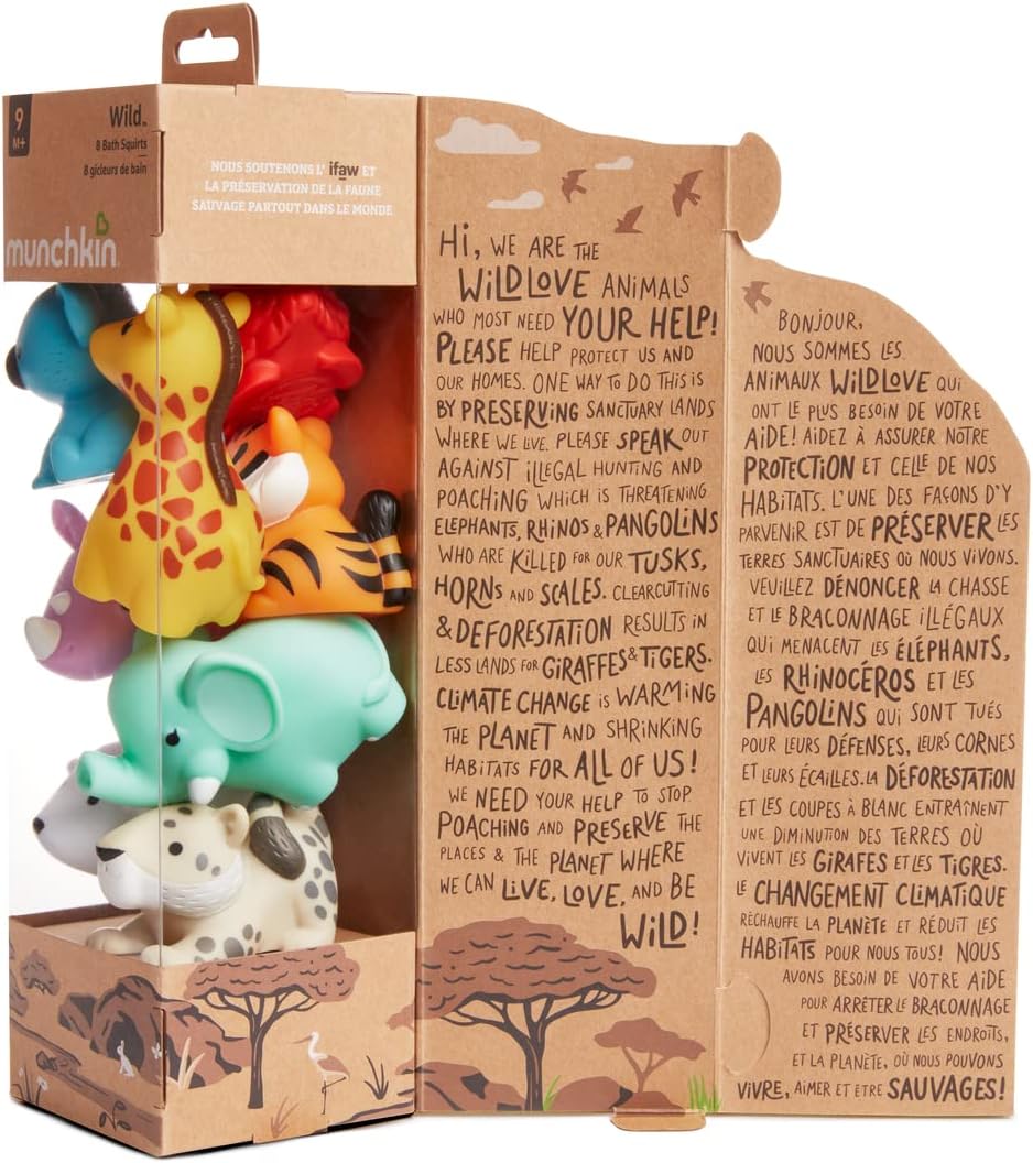 Munchkin Wild Tiere Baby Badespielzeug, 8 Stücks, Multi Wild Animals, 8 Pack, Wild Animals, 8 Pack