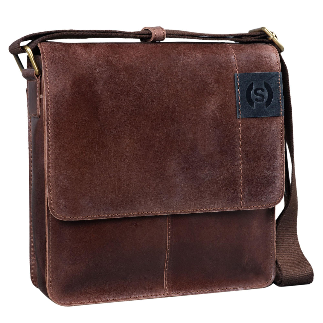 STILORD 'Mircos' Tablet Umhängetasche Leder 9.7 Zoll iPad Tasche für Herren Männer mittel-grosse Sch