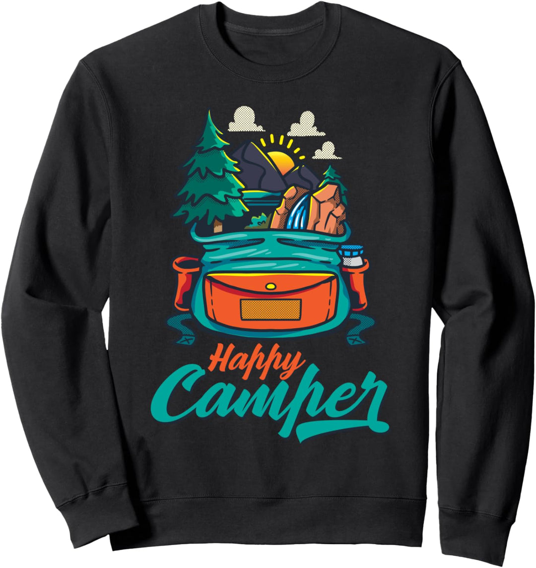Happy Camper Camping Lagerfeuer Natur Rucksack Geschenk Sweatshirt