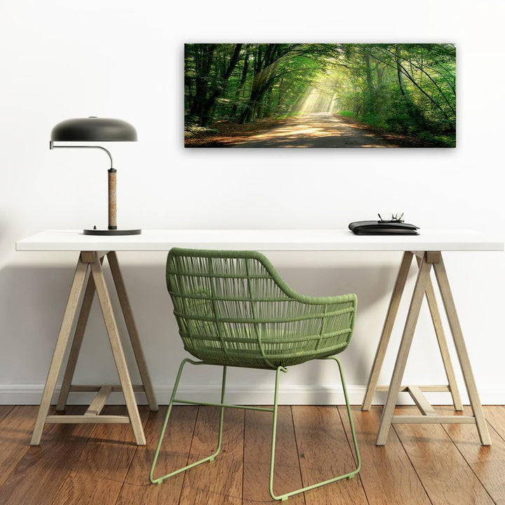 artissimo, Glasbild, 80x30cm, AG4071A, Lichtung, Bild aus Glas, moderne Wanddekoration aus Glas, Wan