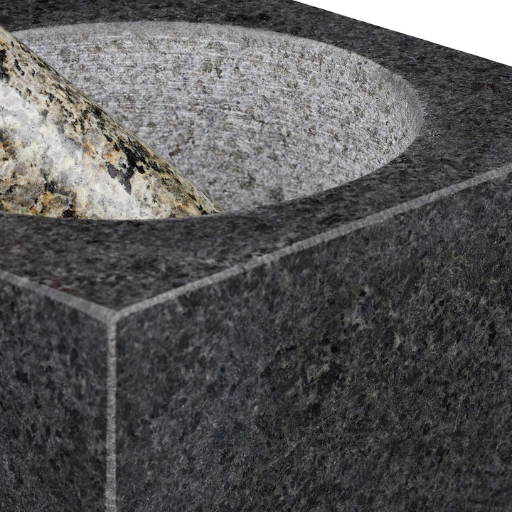 Relaxdays Mörser mit Stössel, Granit, poliert, für Gewürze & Kräuter, 500 ml, Steinmörser BxT: 14,5