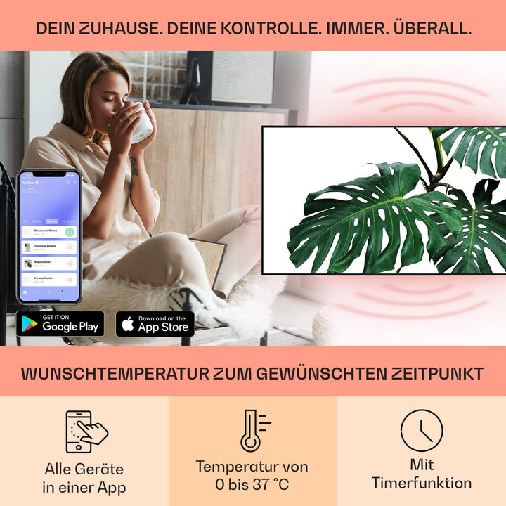 Klarstein Air Art Smart Infrarotheizung, Infrarot Heizung mit IoT/WiFi App-Steuerung, Erkennung Offe