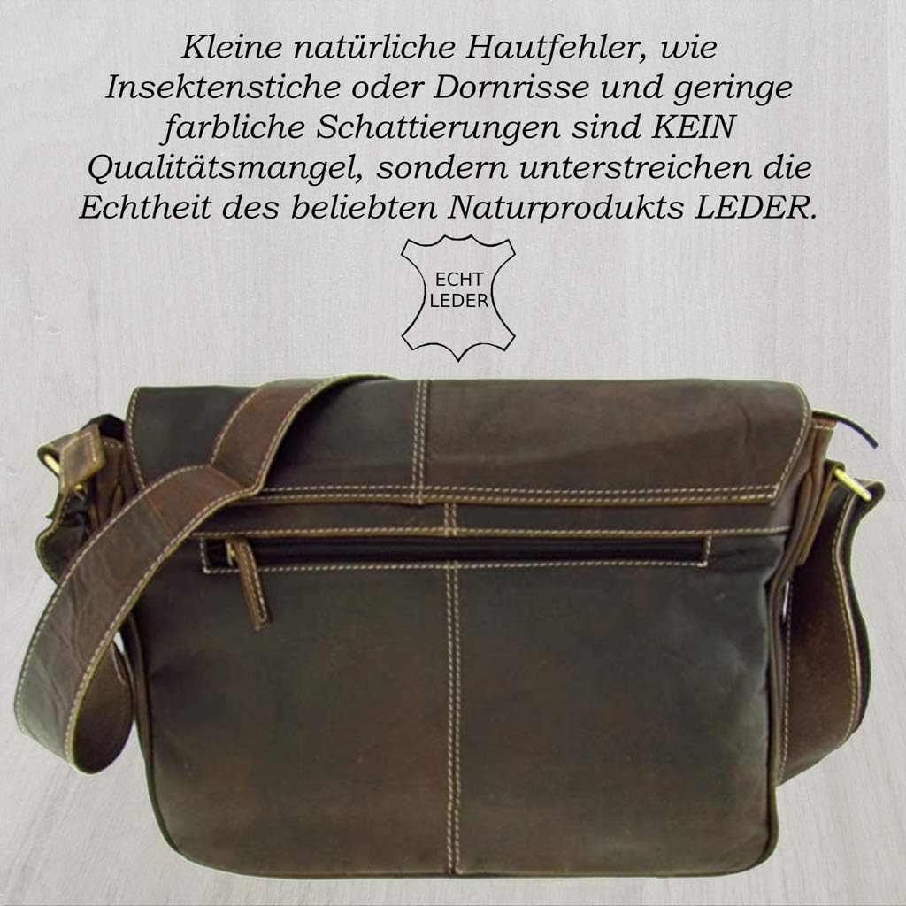 Grosse Wasserbüffel Leder Aktentasche Lehrertasche Vintage Look in 3 Grössen zur Wahl (Tasche Grö. X