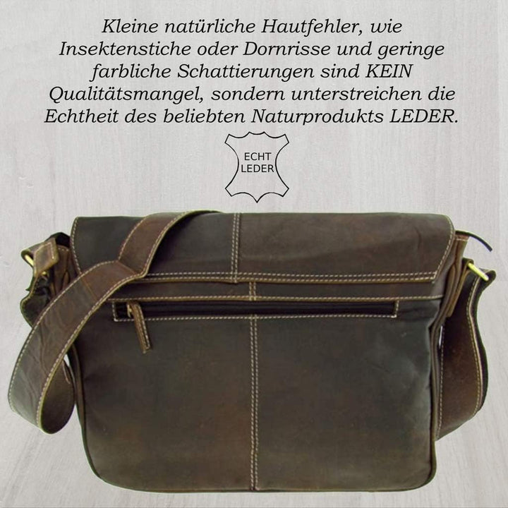 Grosse Wasserbüffel Leder Aktentasche Lehrertasche Vintage Look in 3 Grössen zur Wahl (35,0 x 25,0 x