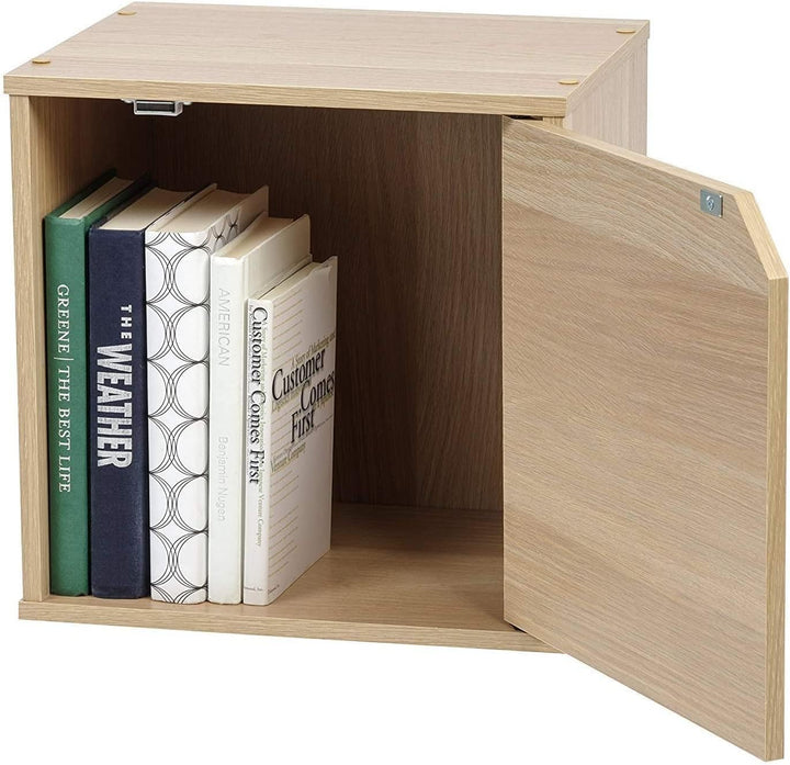 Iris Ohyama, Regal, Aufbewahrungswürfel, Kleines Beistellmöbel, Tür Stapelbar, Büro, Schlafzimmer, W