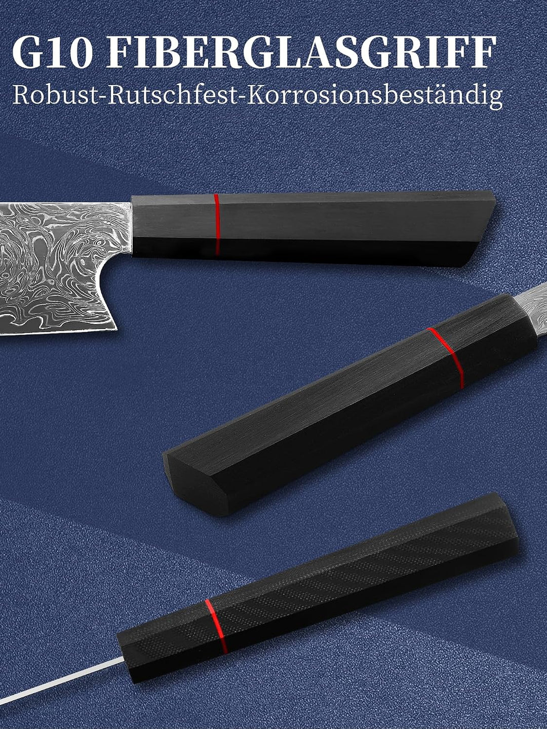 Plys 17cm Japanische Nakiri Damastmesser: Scharf Küchenmesser - Stahl Damast Messer Profi Japanische