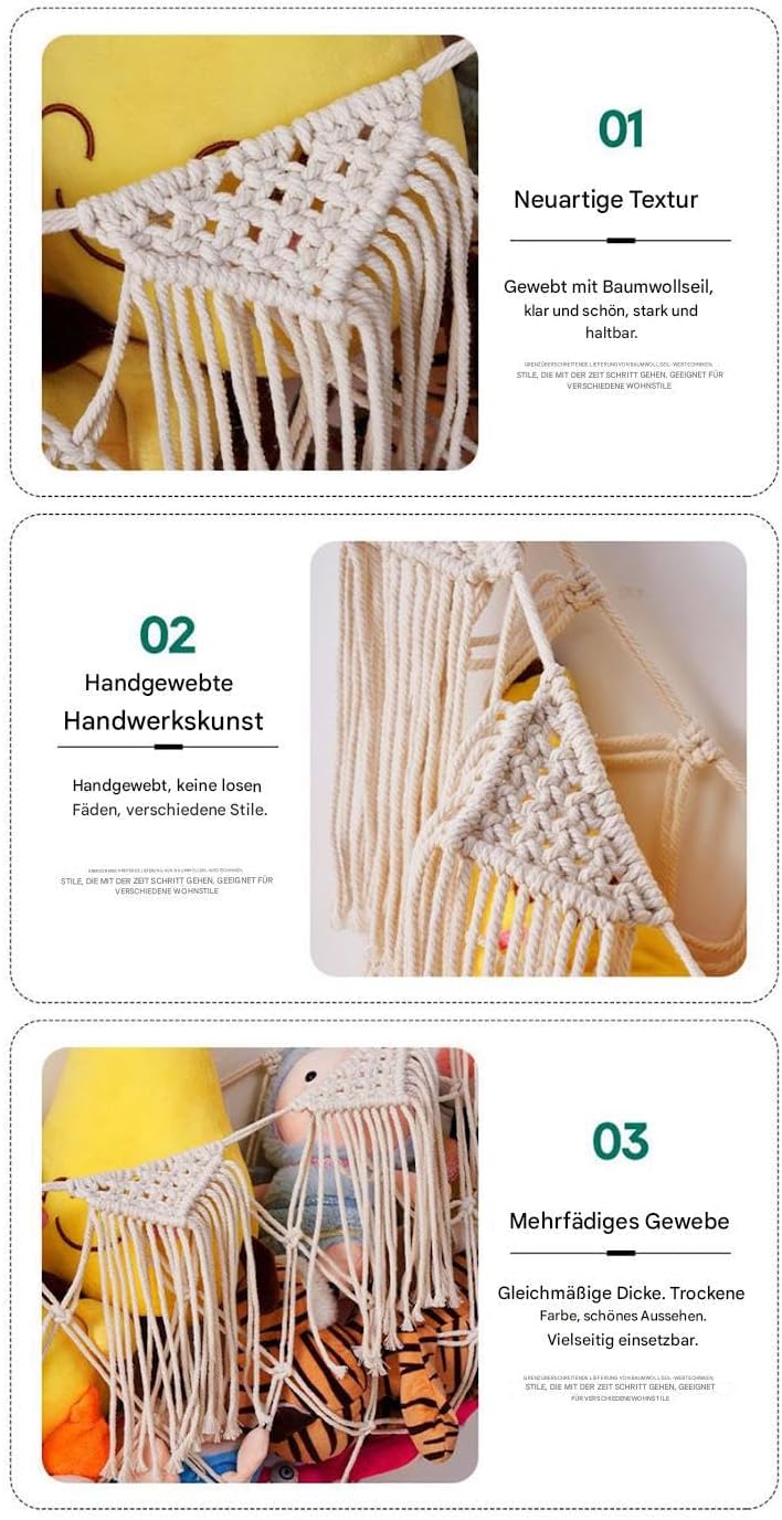 Stofftier Hängematte | Grosse Boho Wandmontage Robust,Niedliches Plüsch Aufbewahrungsnetz Spielzeug