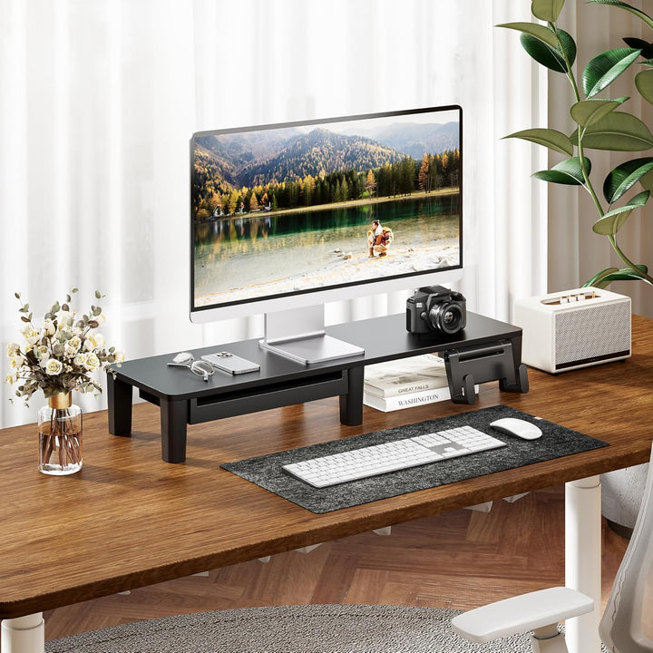 PEGZONE Monitor Stand Riser für Schreibtisch, ergonomischer Computer-Steiger mit Aufbewahrungs-Tasch