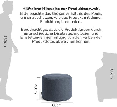 mokebo® Pouf, Hocker o. Sitzhocker 60x40cm 'Der Ruhepouf' Bodenkissen rund & Fusshocker fürs Wohnzim