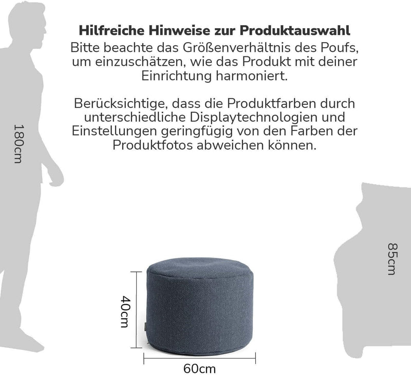 mokebo® Pouf, Hocker o. Sitzhocker 60x40cm &