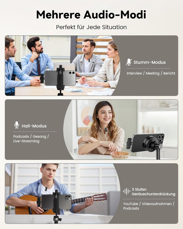 CZOCPOS Kabelloses Lavalier Mikrofon Wireless für iPhone/iPad/Android mit Ladebox, Geräuschunterdrüc