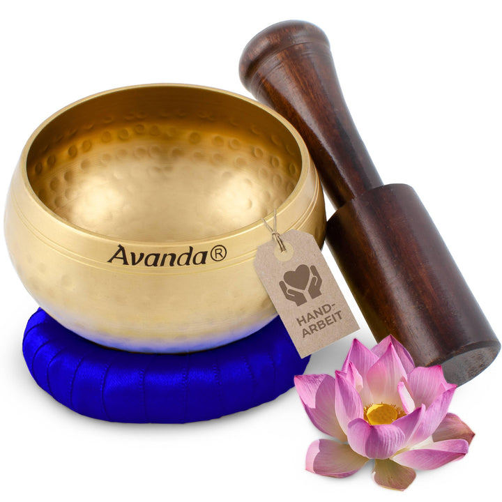 Tibetisches Klangschale-Set für Yoga, Meditation und Entspannung - Gehämmerte tibetische Klangschale